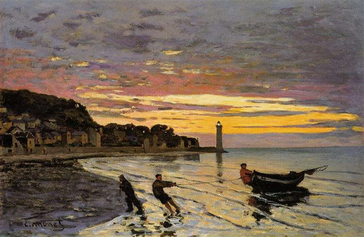 Claude Monet : Hauling a boat ashore
